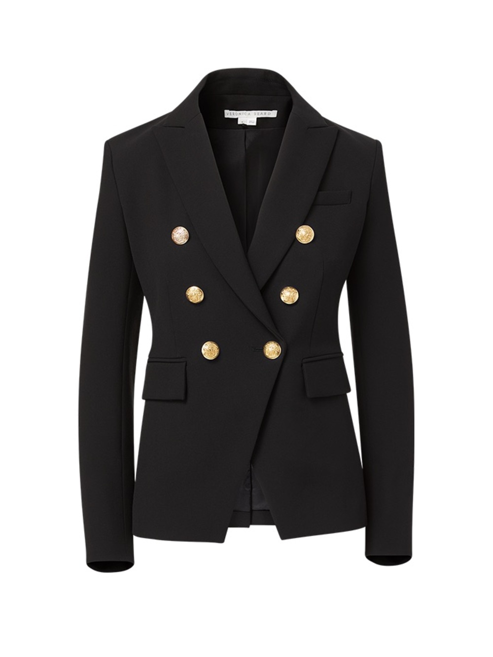 Veronica Beard Black Double-Breasted Blazer with Gold Buttons